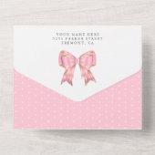 Niedlich Pink Gold Glitzer Ballon Floral Baby Dusc All In One Einladung (Rückseite)