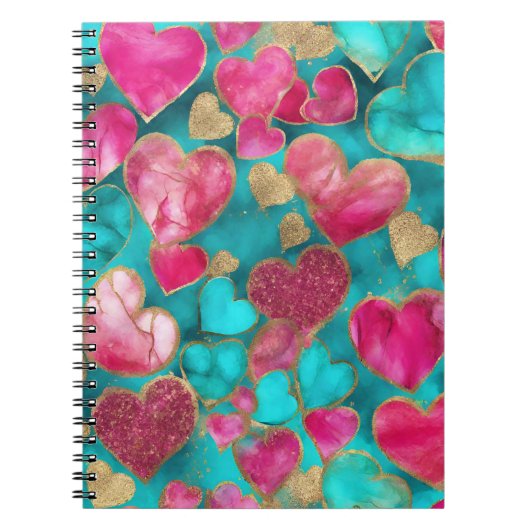 Niedlich Pink Gold Glitzer Valentine Liebe Herz Notizblock (Vorderseite)