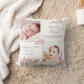 Niedlich Pink Gold Zwei Foto Baby Girl Birth Stats Kissen (Decke)