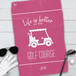 Niedlich Pink Golf Cart Golfer Golfplatz Girly Nie Golfhandtuch