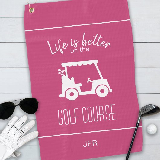 Niedlich Pink Golf Cart Golfer Golfplatz Girly Nie Golfhandtuch