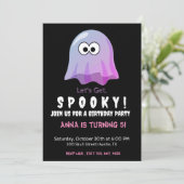 Niedlich Pink Google Eyes Ghost: Spooky & Whimsica Einladung (Stehend Vorderseite)
