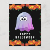Niedlich Pink Google Eyes Ghost: Spooky & Whimsica Postkarte (Vorderseite)