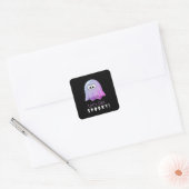 Niedlich Pink Google Eyes Ghost: Spooky & Whimsica Quadratischer Aufkleber (Umschlag)