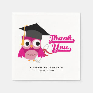 Niedlich Pink Graduate Owl Abschluss Vielen Dank Serviette