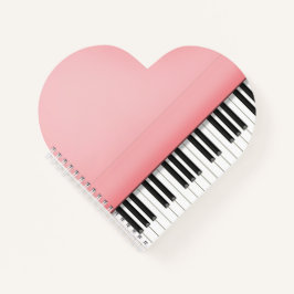 Niedlich Pink Grand Piano Herz geformt Notizblock
