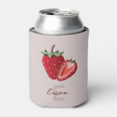 Niedlich Pink Granny Chic Crochet Strawberry Monog Dosenkühler (Kanne Vorderseite)