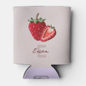 Niedlich Pink Granny Chic Crochet Strawberry Monog Dosenkühler (Vorderseite)