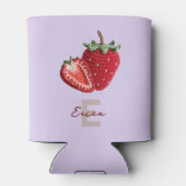 Niedlich Pink Granny Chic Crochet Strawberry Monog Dosenkühler (Rückseite)