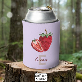 Niedlich Pink Granny Chic Crochet Strawberry Monog Dosenkühler