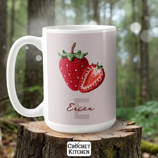 Niedlich Pink Granny Chic Crochet Strawberry Monog Kaffeetasse