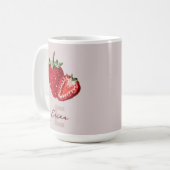 Niedlich Pink Granny Chic Crochet Strawberry Monog Kaffeetasse (Vorderseite Links)
