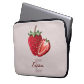 Niedlich Pink Granny Chic Crochet Strawberry Monog Laptopschutzhülle (Vorderseite Links)