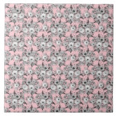 Niedlich Pink Grau Weiße Flora Aquarellfarbe Farbe Fliese (Vorderseite)