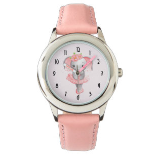 Niedlich Pink & Gray Elephant Ballerina Armbanduhr