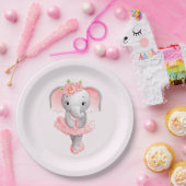 Niedlich Pink & Gray Elephant Ballerina Pappteller (Party)