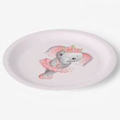 Niedlich Pink & Gray Elephant Ballerina Pappteller (Schrägansicht)
