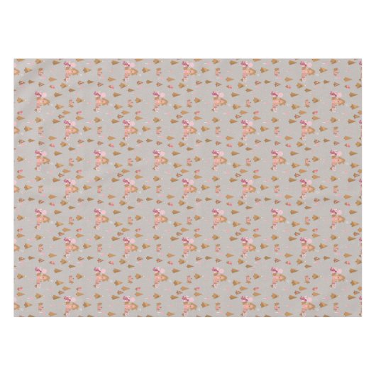Niedlich Pink Gray Gingerbrett Candy Canes Tablecl Tischdecke (Vorderseite (Horizontal))