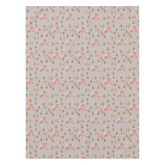 Niedlich Pink Gray Gingerbrett Candy Canes Tablecl Tischdecke (Vorderseite)