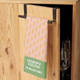 Niedlich Pink Green Happy Osterkarrots Geschirrtuch