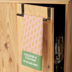 Niedlich Pink Green Happy Osterkarrots Geschirrtuch