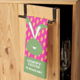 Niedlich Pink Green Happy Ostersonne und Karotten Geschirrtuch