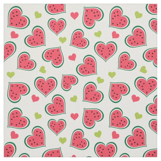 Niedlich Pink Green Watermelon Herts Girly Pattern Stoff (Muster)