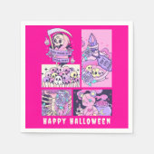 Niedlich Pink Grim Sensenmann Halloween Serviette (Vorderseite)