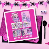 Niedlich Pink Grim Sensenmann Halloween Serviette
