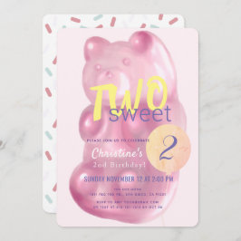 Niedlich Pink Gummy Bär zwei süße Girl am 2. Gebur Einladung
