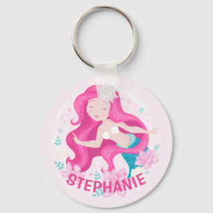 Niedlich Pink Hair Mermaid Girls Fantasy Personali Schlüsselanhänger