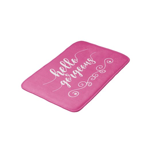 Niedlich Pink Hallo wunderschön Badematte (Schrägansicht)