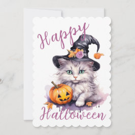Niedlich Pink Halloween Geburtstagsparty Kitten Pu Einladung