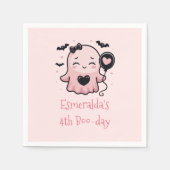 Niedlich Pink Halloween Ghost Geburtstagsparty Serviette (Vorderseite)