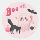 Niedlich Pink Halloween Party Runder Aufkleber (Vorderseite)