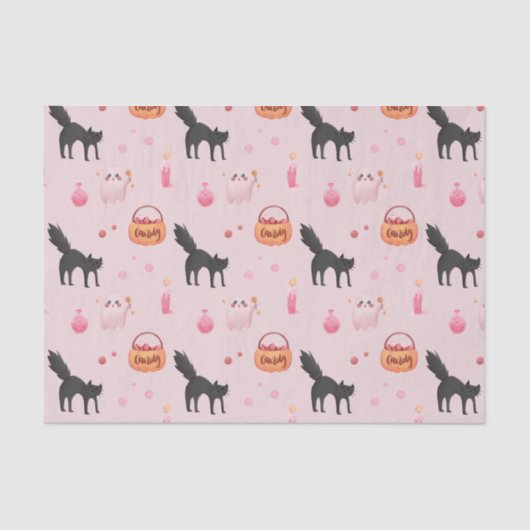 Niedlich Pink Halloween Party Seidenpapier (Vorderseite)