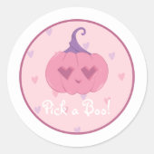 Niedlich Pink Halloween Pumpkin Runder Aufkleber (Vorderseite)
