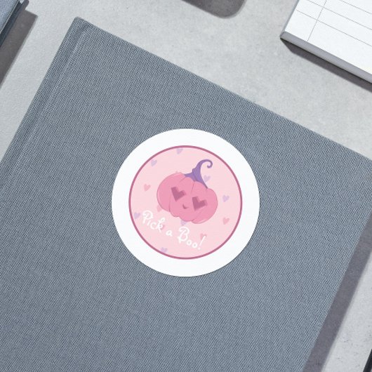 Niedlich Pink Halloween Pumpkin Runder Aufkleber