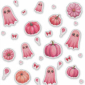 Niedlich Pink Halloween Pumpkins Aufkleber (Vorderseite)