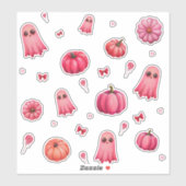 Niedlich Pink Halloween Pumpkins Aufkleber (Blatt)