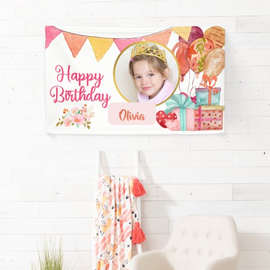 Niedlich Pink Happy Birthday Banner (Insitu)