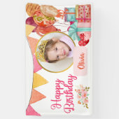 Niedlich Pink Happy Birthday Banner (Vertikal)