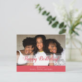 Niedlich Pink Happy Geburtstag Foto Postkarte (Stehend Vorderseite)