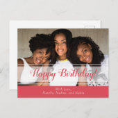 Niedlich Pink Happy Geburtstag Foto Postkarte (Vorne/Hinten)