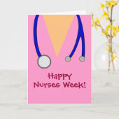 Niedlich Pink Happy Nurses Week Scrubs und Stethos Karte (Gelbe Blume)