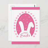 Niedlich Pink Happy Ostersonnige Herzen Postkarte (Vorne/Hinten)