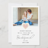 Niedlich Pink Heart Foto Jr Bridesmaid Vorschlag C Einladung (Vorderseite)