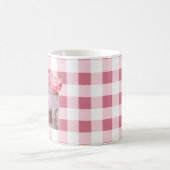Niedlich Pink Heart Gingham Custom Foto Christmas Kaffeetasse (Mittel)