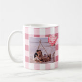 Niedlich Pink Heart Gingham Custom Foto Christmas Kaffeetasse (Links)
