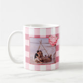 Niedlich Pink Heart Gingham Custom Foto Christmas Kaffeetasse (Links)